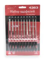 4363 JAS Набор надфилей с ручками, алмазные, 10 шт., блистер + чехол