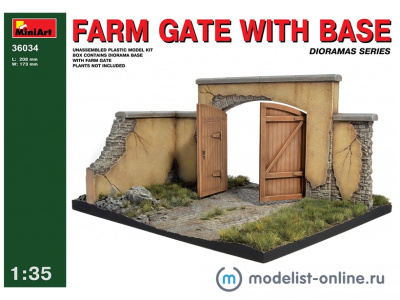 36034 MiniArt Диорама Ворота фермы с основанием (1:35) сборные модели купить